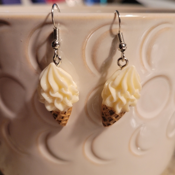 Ice Cream Waffle Cone Dangle Earrings - Picture 4 of 5